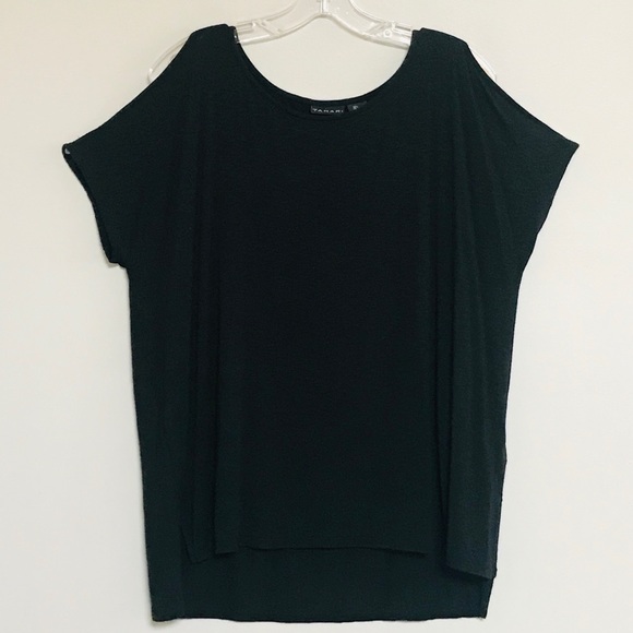TAHARI BLACK SHORT SLEEVE COLD SHOULDER TOP - Picture 1 of 5